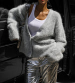 Load image into Gallery viewer, Faux Fur Cardigan V Neck Mid Weight N5Z404