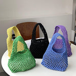 Load image into Gallery viewer, Crochet Cotton Rope Wristlet Beach Bag Inner Pocket N6E123