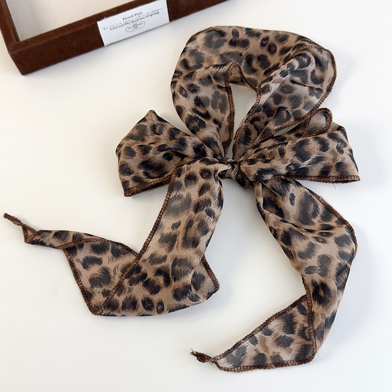 Leopard Polka Dot Chiffon Scarf Belt Women N6C010