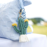 Load image into Gallery viewer, Cactus Charm Handmade Natural Stone Alloy Keychain N6G039
