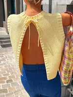 Load image into Gallery viewer, Lace Up Back Knit Tank Top Women N6B037