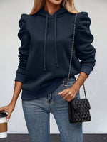 Load image into Gallery viewer, Design Bubble Sleeve Solid Hoodie Pullover Women N6H294