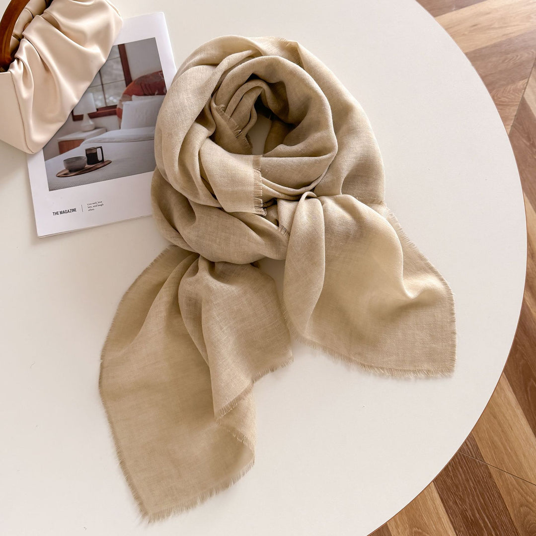 Lightweight Solid Raw Edge Shawl Scarf Women Travel N6H246