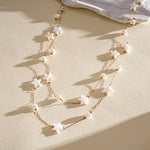 Load image into Gallery viewer, Layered Star Shell Pearl Stainless Steel Necklace Women N6H157