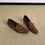 Load image into Gallery viewer, Square Toe Chunky Heel Loafers Women N6C149