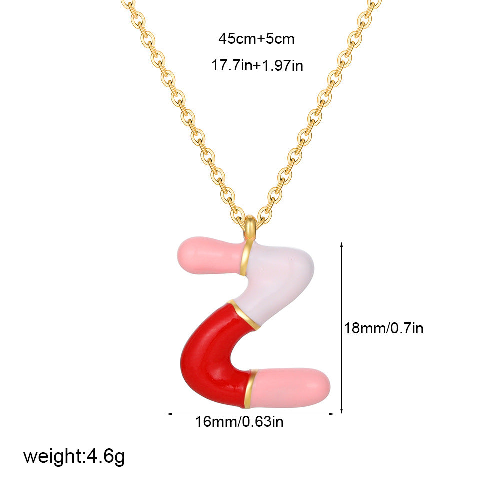 Alphabet Enamel Capsule Necklace Steel Gradient Color S5P234