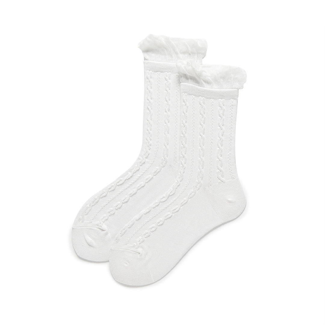 Bubble Cuff Cable Knit Socks Women N6C171