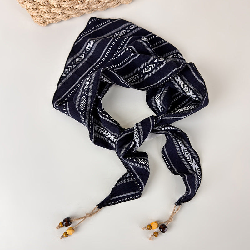 Womens Bohemian Geometric Plaid Triangle Scarf N6K271