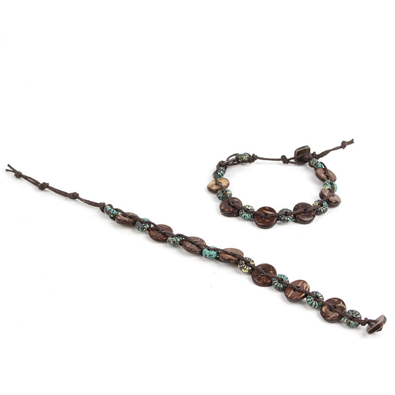 Natural Coconut Shell Braided Bracelet S5P614