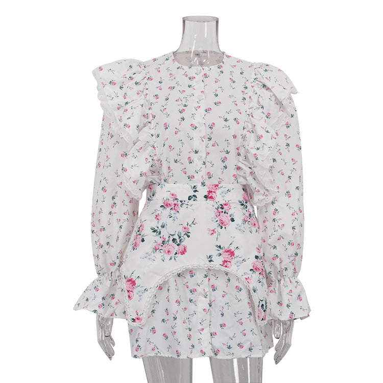 French Detachable Waist Corset Floral Dress N6D107