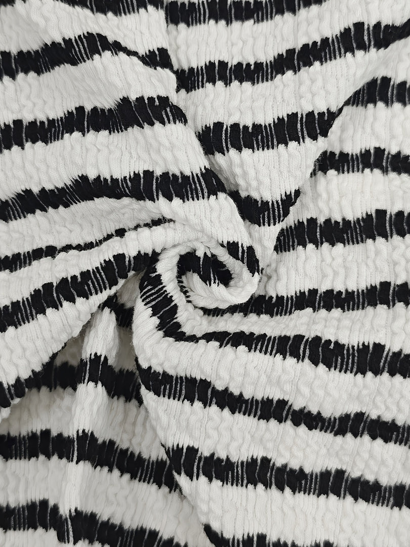 Black White Stripe Twist Knot Side Slit Bodycon Dress N6D208