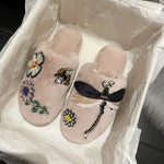 Load image into Gallery viewer, Insect Floral Embroidery Slippers Women M5A285