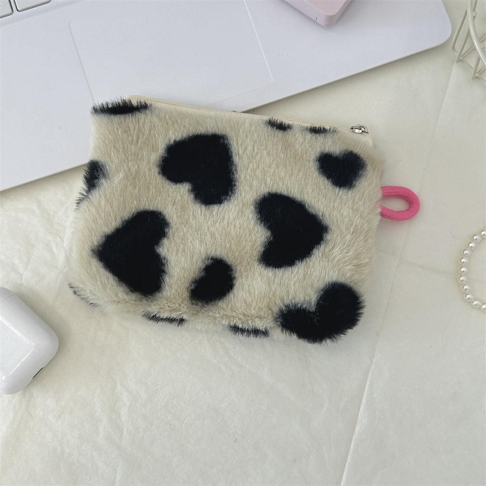 Plush Heart Coin Purse Makeup Bag Key Wallet S5P869