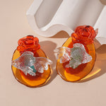 Load image into Gallery viewer, Vintage Resin Floral Studs Goldfish Motif Geometric S5P077