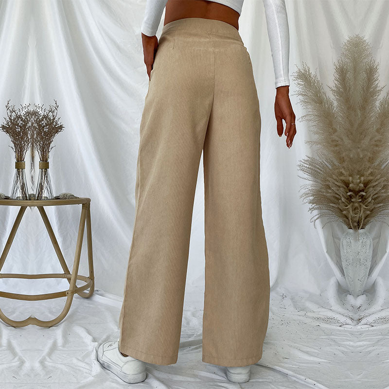 Corduroy Wide Leg Pant Lightweight Apricot N5Z521