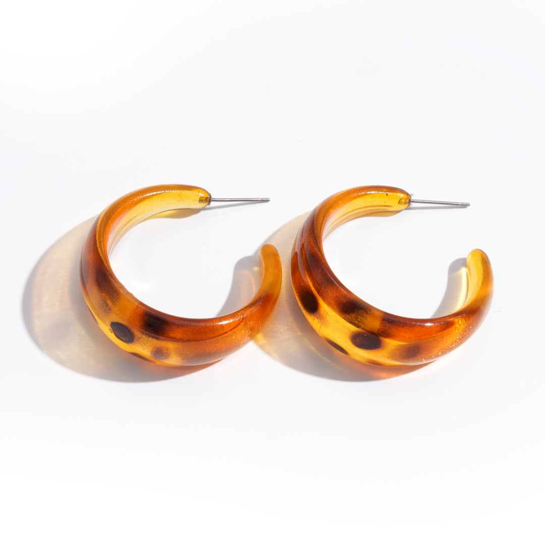Womens Vintage Leopard Print C Shape Acrylic Stud Earrings N6K157