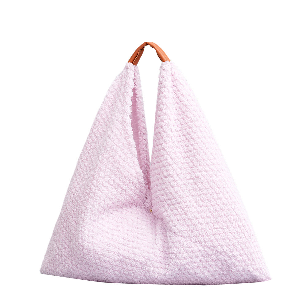 Furry Triangle Dumpling Bag Women Underarm Shoulder S5P654