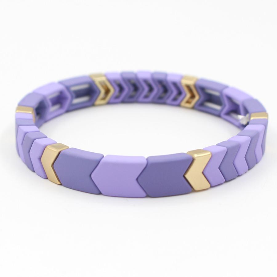 Enamel Bead Geometric Bangle Alloy Violet Matte S5P181