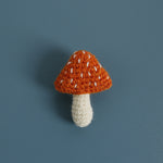 Load image into Gallery viewer, Hand Crochet Mushroom Brooch Wool Yarn Pin N6G045