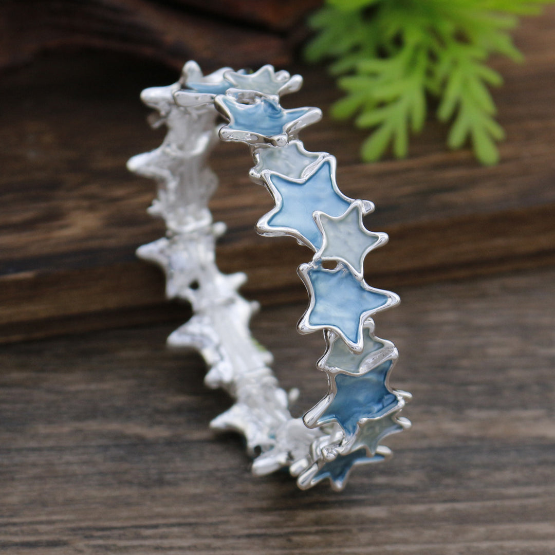 Enamel Asymmetrical Star Stretch Bangle Women N6C216