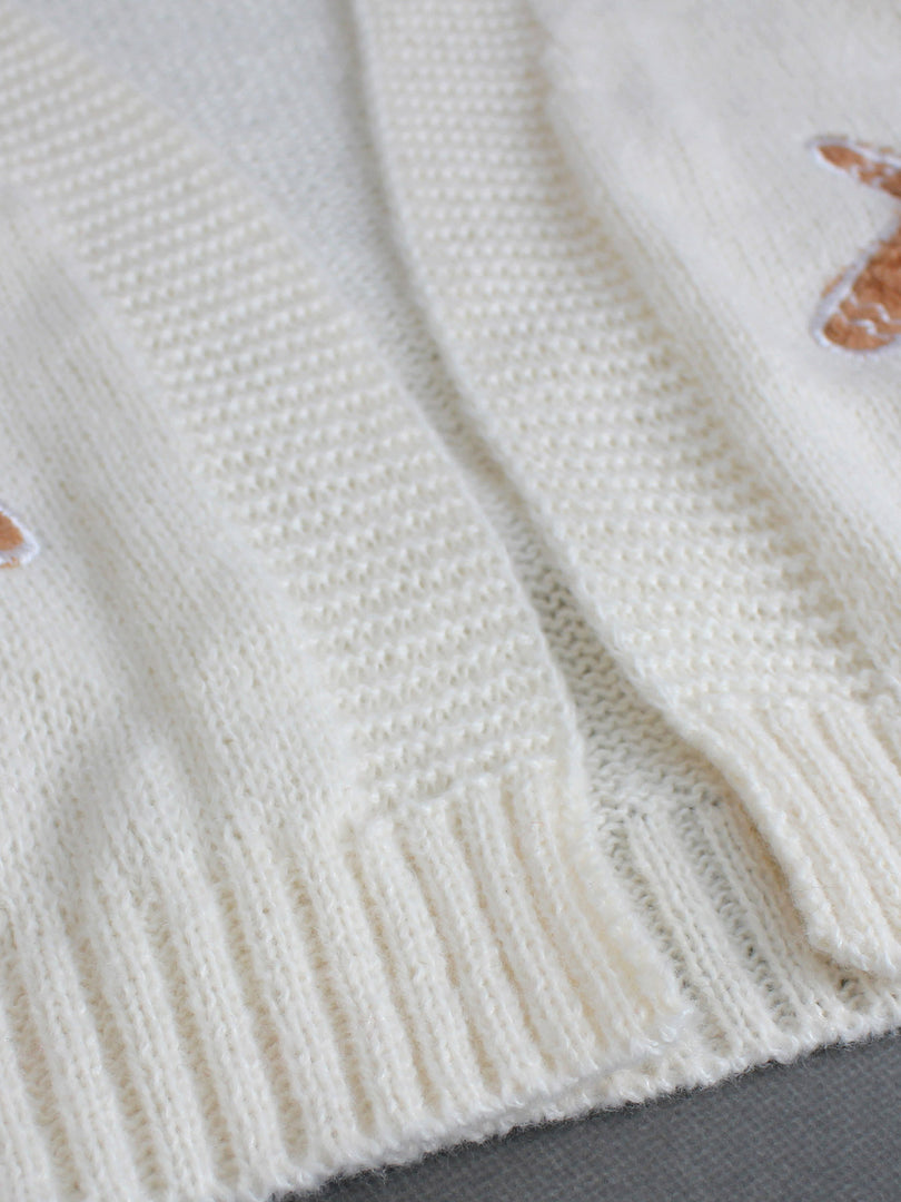 Cookie Character Short Cardigan V-Neck Button Knit N6H272