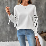 Load image into Gallery viewer, 3D Contrast Round Sweater Mid Weight White N5A009
