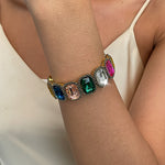 Load image into Gallery viewer, Womens Rhinestone Square Alloy Stretch Bracelet N6K135