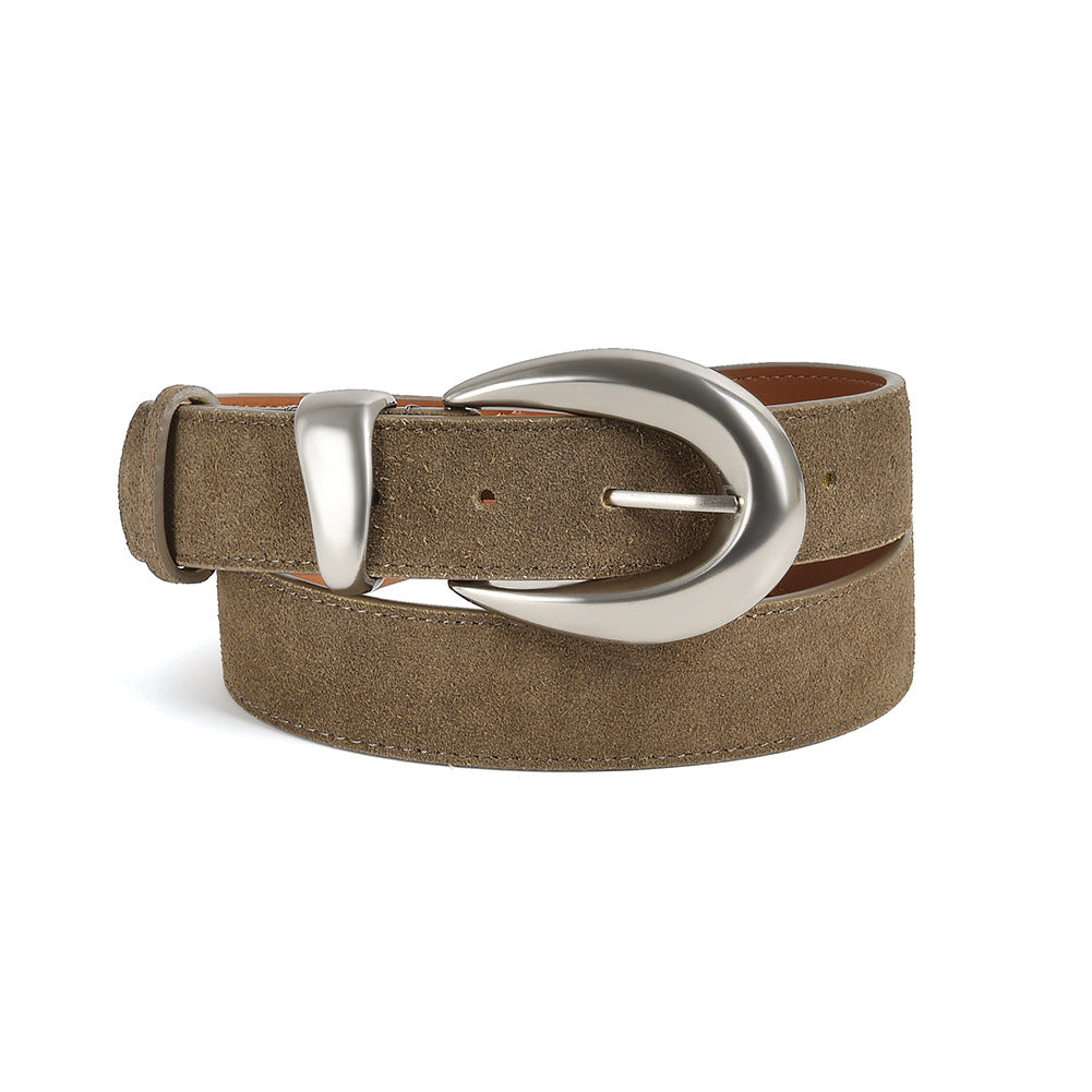 Vintage Suede Genuine Leather Belt Women  N6H333