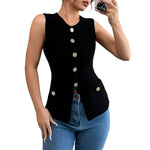 Load image into Gallery viewer, Crew Button Vest Lightweight Black N5Z708
