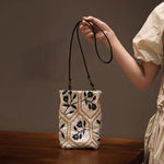 Load image into Gallery viewer, Hand Embroidered Cotton Crossbody Phone Bag S5P812