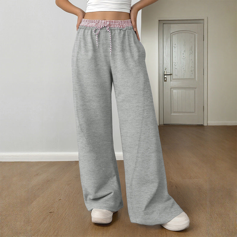 Contrast Panel Straight Pant Mid Weight Light Gray N5Z471