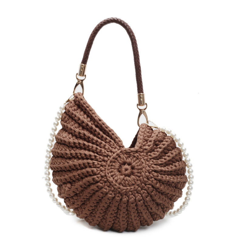 Handwoven Seashell Crossbody Bag Beach Crochet Tote N6F085