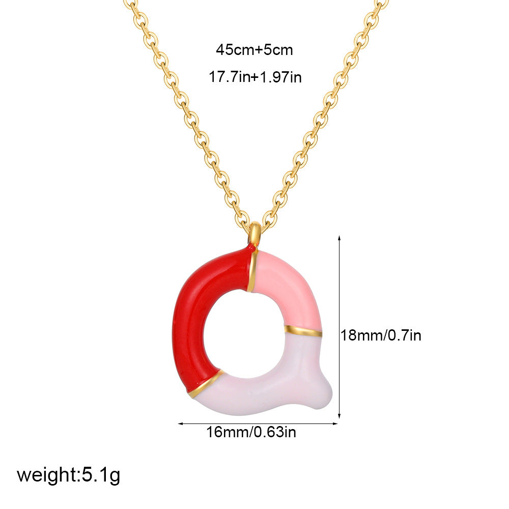Alphabet Enamel Capsule Necklace Steel Gradient Color S5P234