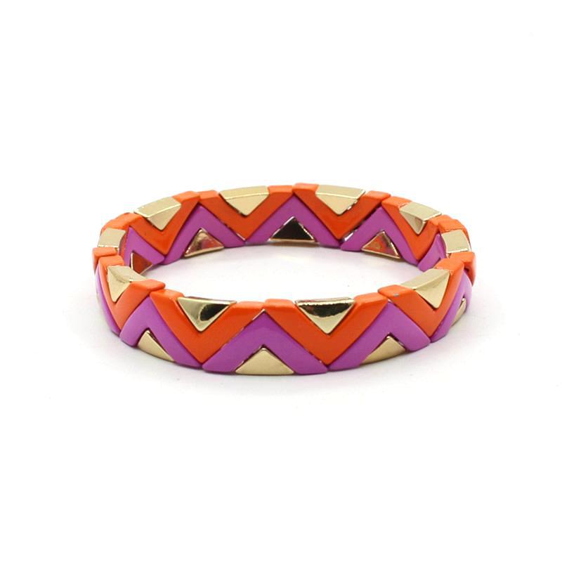 Wave Triangle Links Cuff Enamel Steel Elastic S5P142