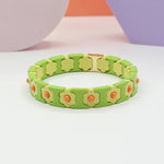 Load image into Gallery viewer, Bohemian Floral Cuff Enamel Steel Elastic DIY Plated S5P085
