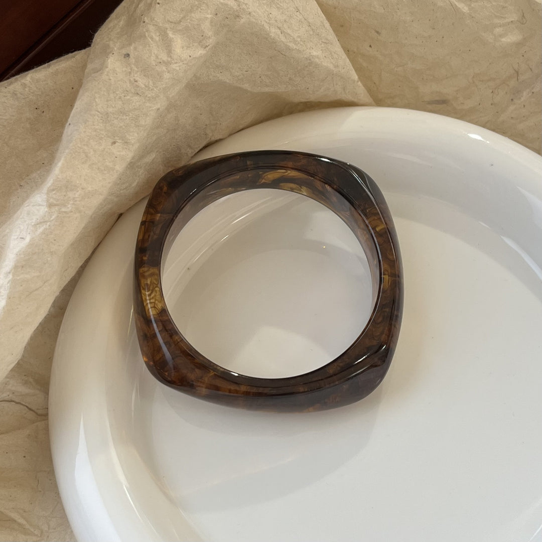 Geometric Ombre Resin Bangle Curved Acetate Contour S5P256