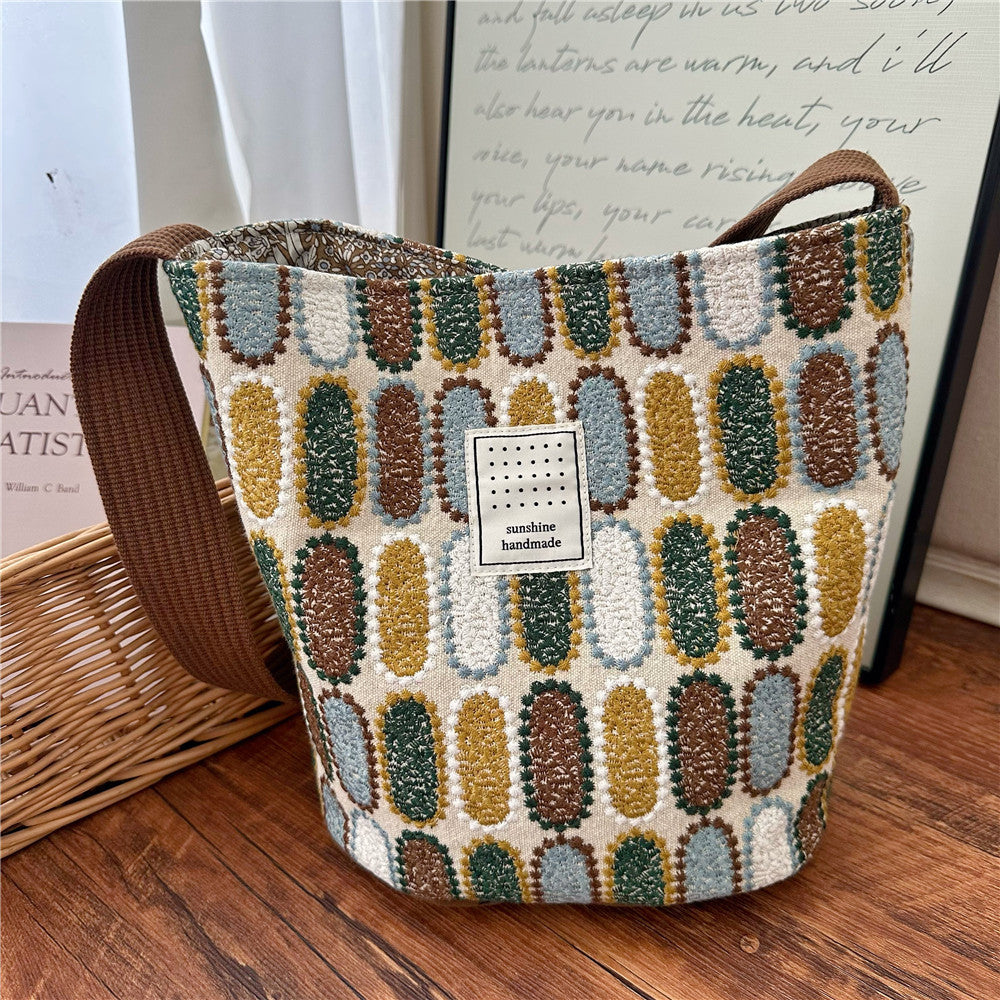 Handmade Embroidered Easter Egg Bucket Bag Shoulder N6F123