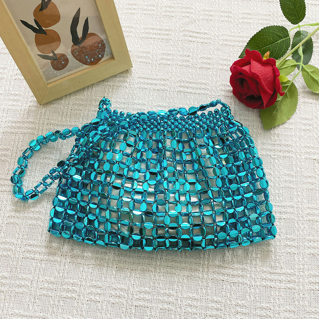 Hand Beaded Acrylic Crescent Bag Open-Top Design S5P405