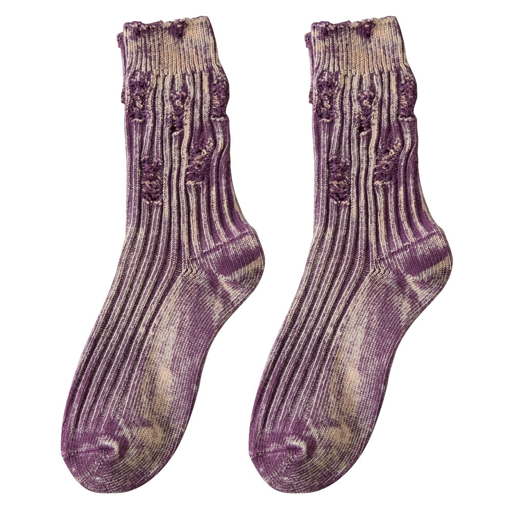 Distressed Knit Cotton Workwear Socks M5A075