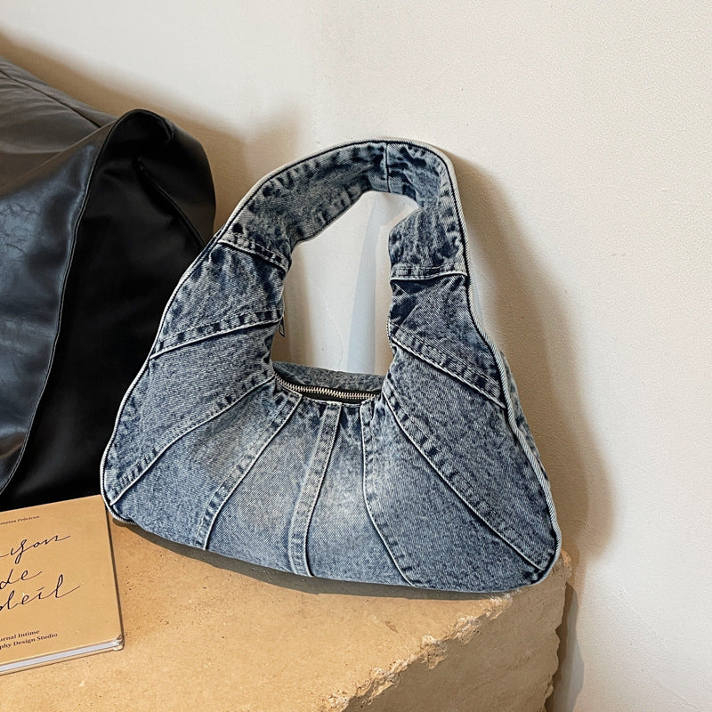 Women's Denim Shoulder Baguette Bag N6J194