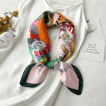 Load image into Gallery viewer, Cat Print Faux Silk Square Scarf  M5A240