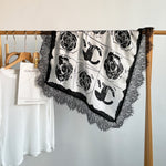 Load image into Gallery viewer, Vintage Lace Trim Satin Square Scarf 70cm Women N6H121