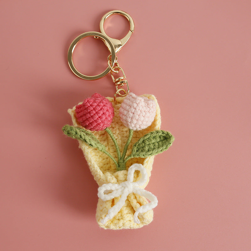 Intricate Crochet Bouquet Bag Charm Handmade N6G035