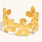 Load image into Gallery viewer, Floral Bangle Steel 18K Plated Continuous Loop S5P118
