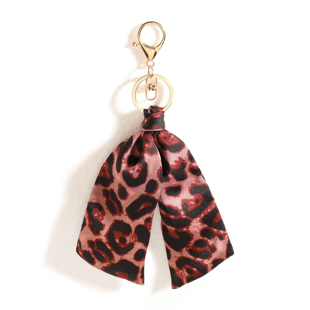 Leopard Print Fabric Keychain Bag Charm Car Ornament N6G117