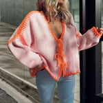 Load image into Gallery viewer, Contrast Tie Cardigan Lightweight Pink N5Z884
