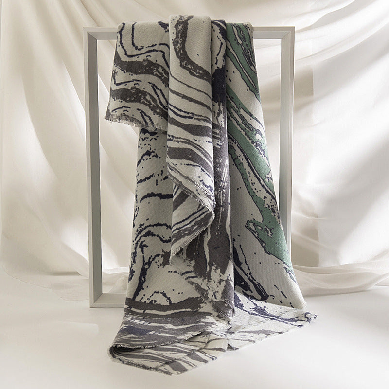 Marbled Stripe Faux Cashmere Wrap  M5A155