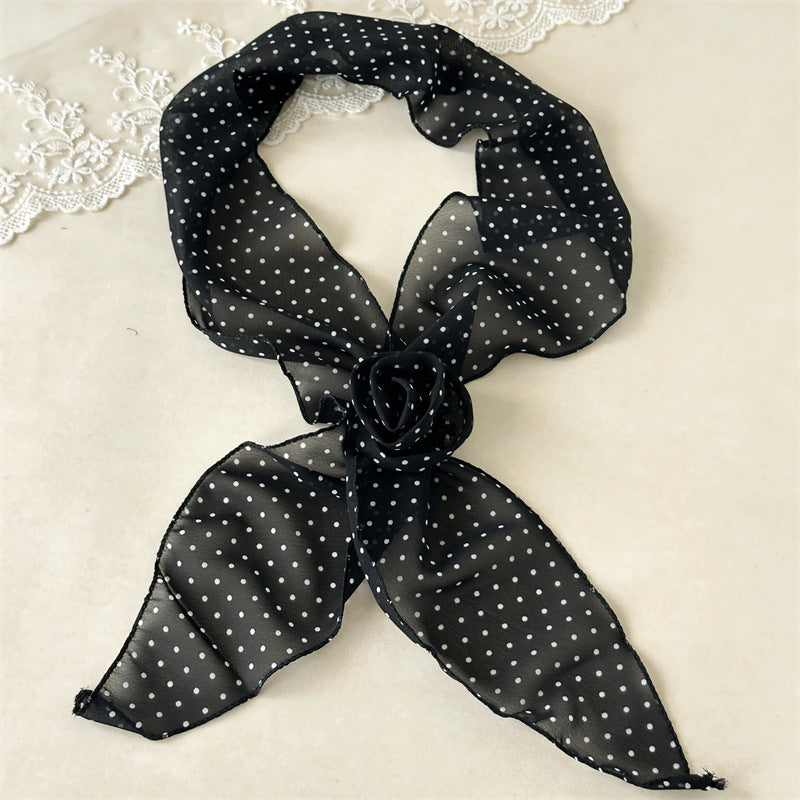 Rose Dot Chiffon Scarf Belt Neck Wrap N6D005