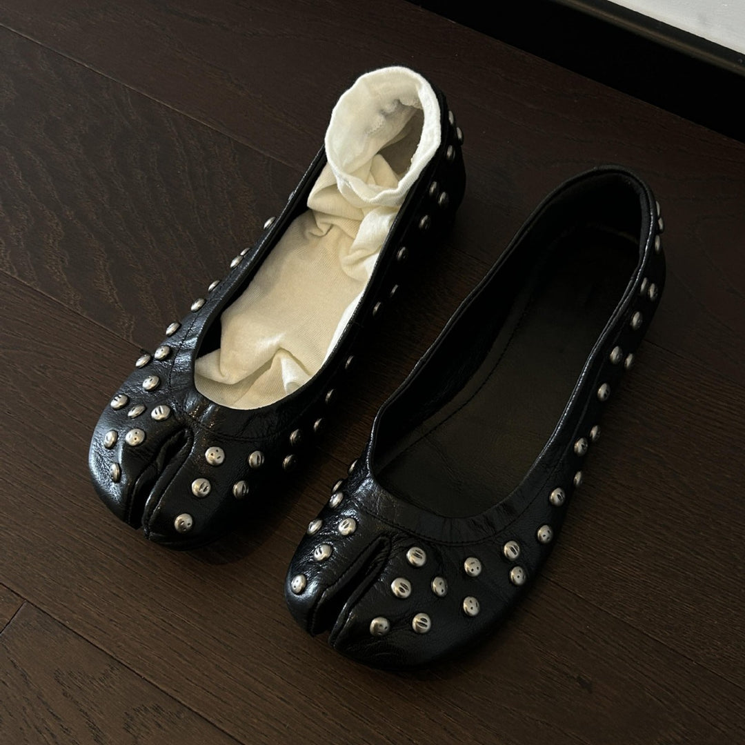 Vintage Split Toe Chunky Heel Mary Jane Shoes Women N6H040