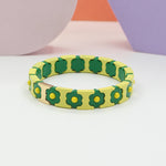 Load image into Gallery viewer, Bohemian Floral Cuff Enamel Steel Elastic DIY Plated S5P085
